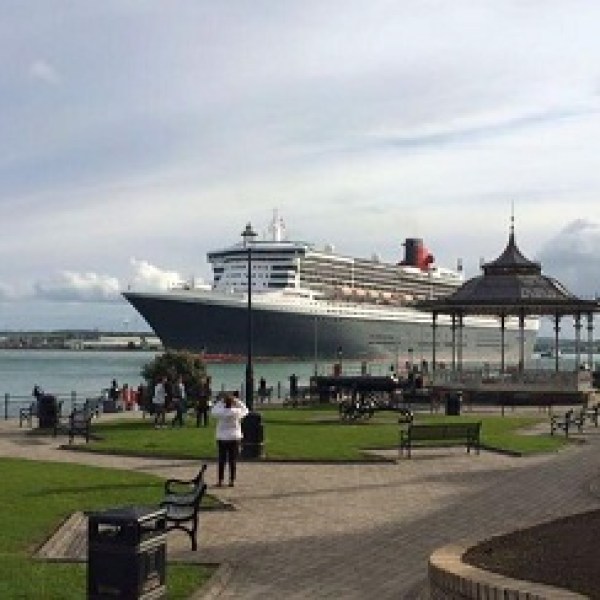 a group of people in a park