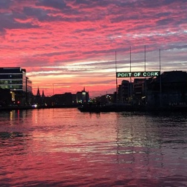 a sunset over a body of water